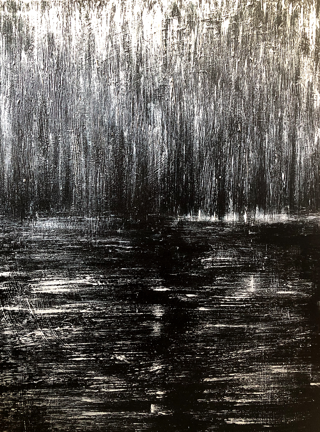 abstract landscapes black and white striped painting