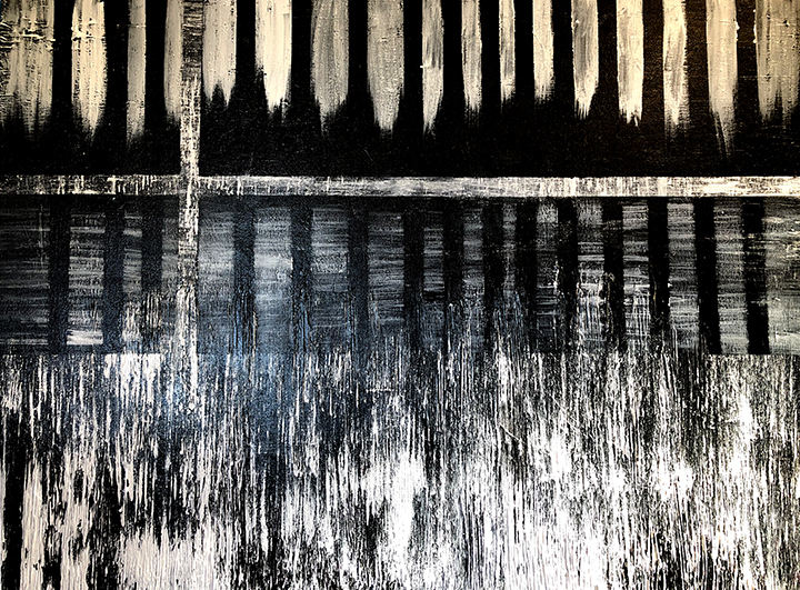 Black and white abstract painting contemporary art