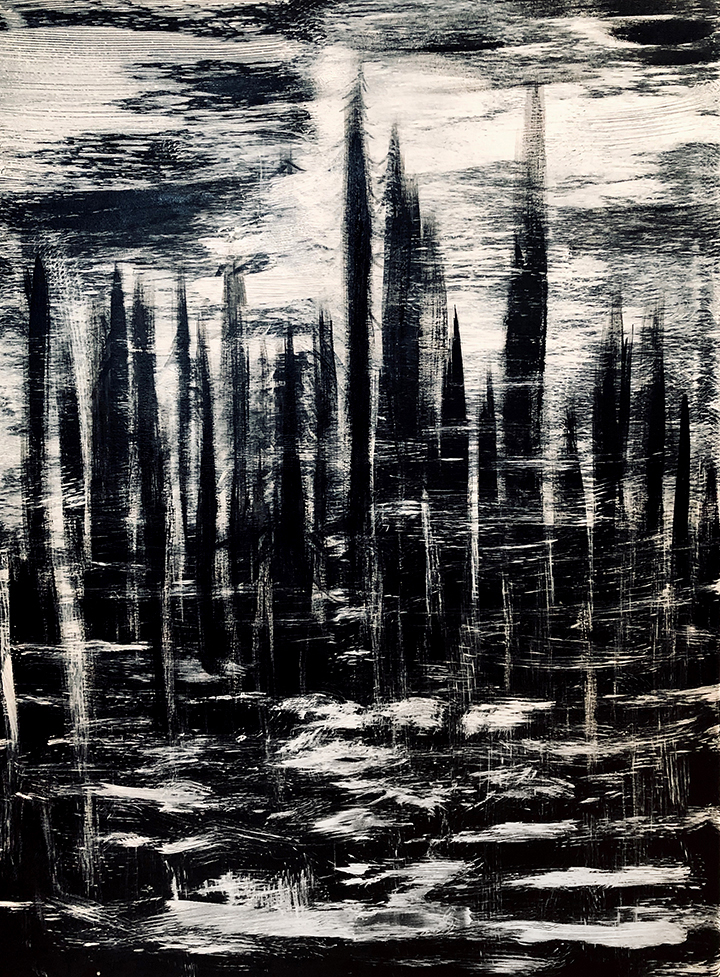 abstract landscapes black and white striped painting
