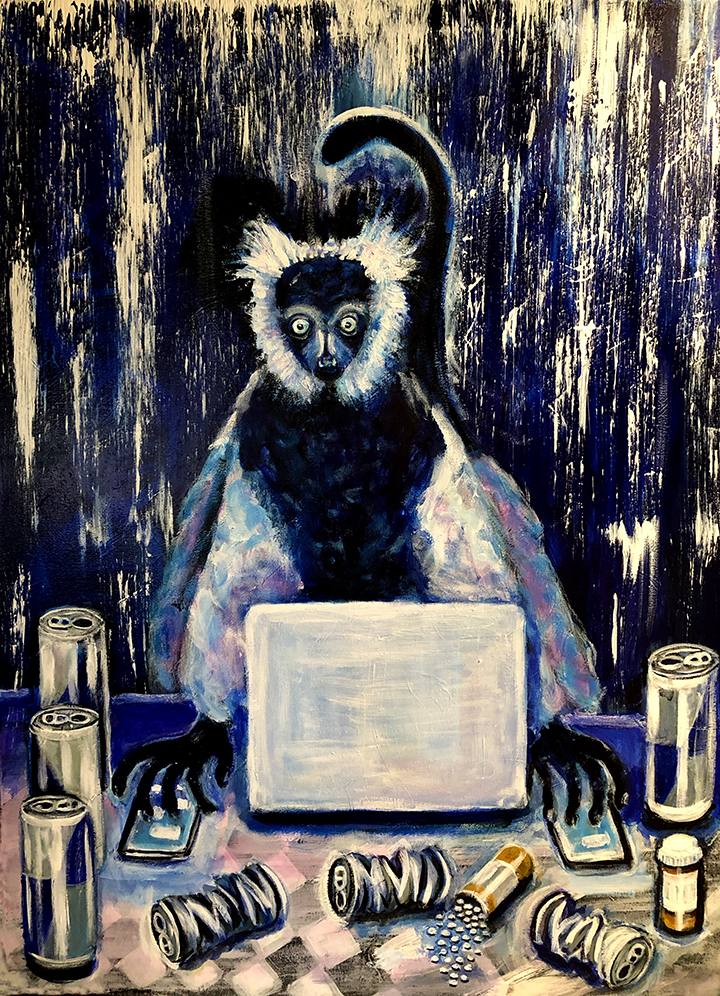 Ruffed lemur painting